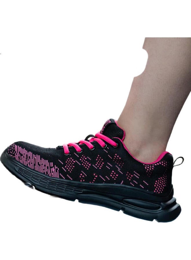 Old housekeeper Laoguanjia Safety Shoes For Women, Ultra-Light Flyknit Breathable Steel Toe Anti-Smashing Anti-Puncture Comfortable Women'S Special Small Size Rubber-Plastic Solid Sole Wear-Resistant Safety Work Functional Shoes Sports 278 Black And Red 34 - Image 3