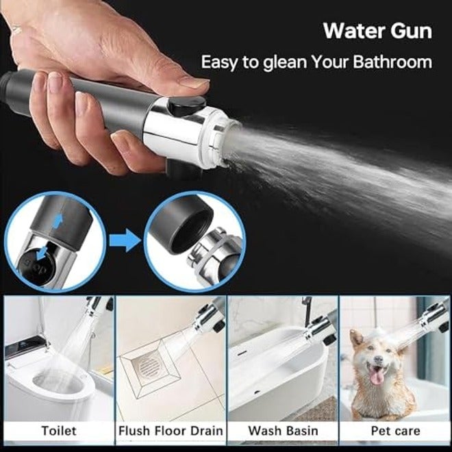 Maykela High Pressure Shower Head with Four Spray Modes, Silicone Massage Brush, and One-Touch Water Stop - Image 5