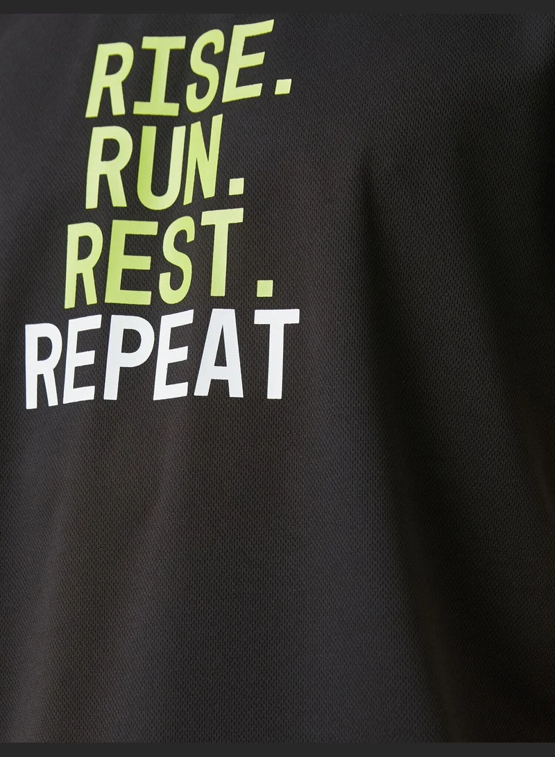 KOTON Slogan Printed T-shirt Crew Neck Short Sleeve