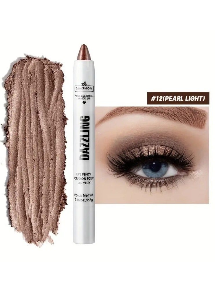DIMSHOW Vibrant Pearl Glitter Eyeshadow Pen - Liner & Shadow Combinations - Waterproof, Sweat-Proof, Smudge-Proof, Brightening Highlighter for Music Festivals, Under Crease, Eyelid Application #12 - Image 1