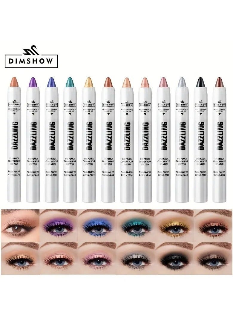 DIMSHOW Vibrant Pearl Glitter Eyeshadow Pen - Liner & Shadow Combinations - Waterproof, Sweat-Proof, Smudge-Proof, Brightening Highlighter for Music Festivals, Under Crease, Eyelid Application #12 - Image 3