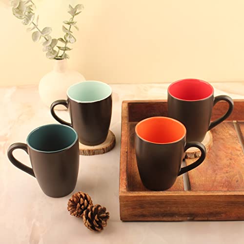 Saavre Royal Series Ceramic Coffee Cup | Microwave and Dishwasher Safe Coffee and Tea Mugs, Tea Cup | Chip Resistant, Ceramic Tea Cups Set Ideal for Home and Office Daily Use, Set of 4 (Brown, 280 ml) - Image 1