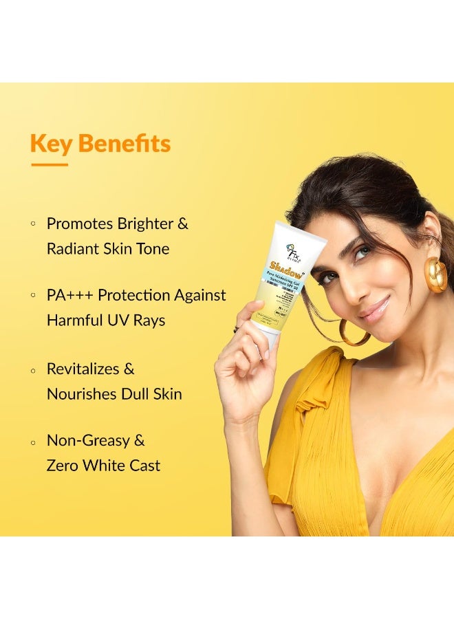 Fixderma Shadow Pore Minimizing Gel Sunscreen SPF 50 PA+++ with 4% Niacinamide, For UVA & UVB Protection | Sunscreen SPF 50 for Oily & Acne Prone Skin | Lightweight, No White Cast, Non-Greasy - 50GM - Image 4