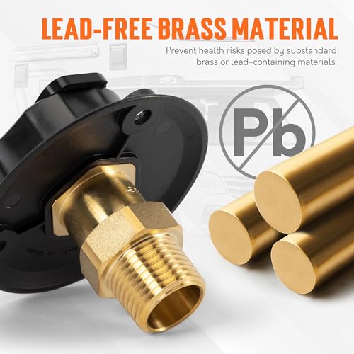 TONDA RV City Water Inlet with Check Valve, Brass Thread RV Water Fill Inlet Replacement, RV Water Hose Connector for Camper, Trailer, Motorhome - Image 4