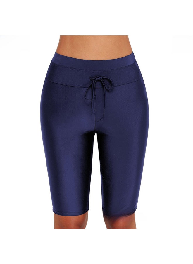 Loquat 2022 Fashion Conservative Women's Mid-leg Swimming Trunks Bikini Swimsuit All-match Swimming Trunks-Color:Zhang Blue- - Image 2