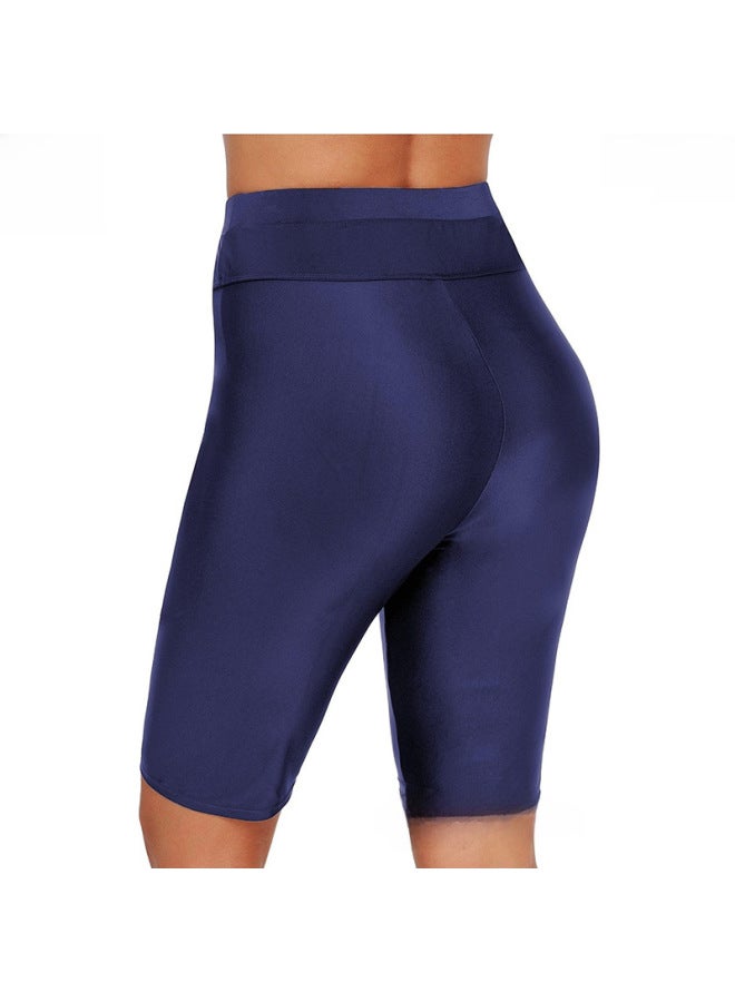 Loquat 2022 Fashion Conservative Women's Mid-leg Swimming Trunks Bikini Swimsuit All-match Swimming Trunks-Color:Zhang Blue- - Image 4