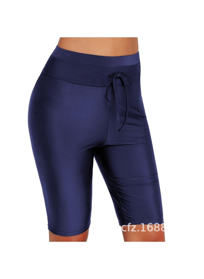 Loquat 2022 Fashion Conservative Women's Mid-leg Swimming Trunks Bikini Swimsuit All-match Swimming Trunks-Color:Zhang Blue- - Image 1