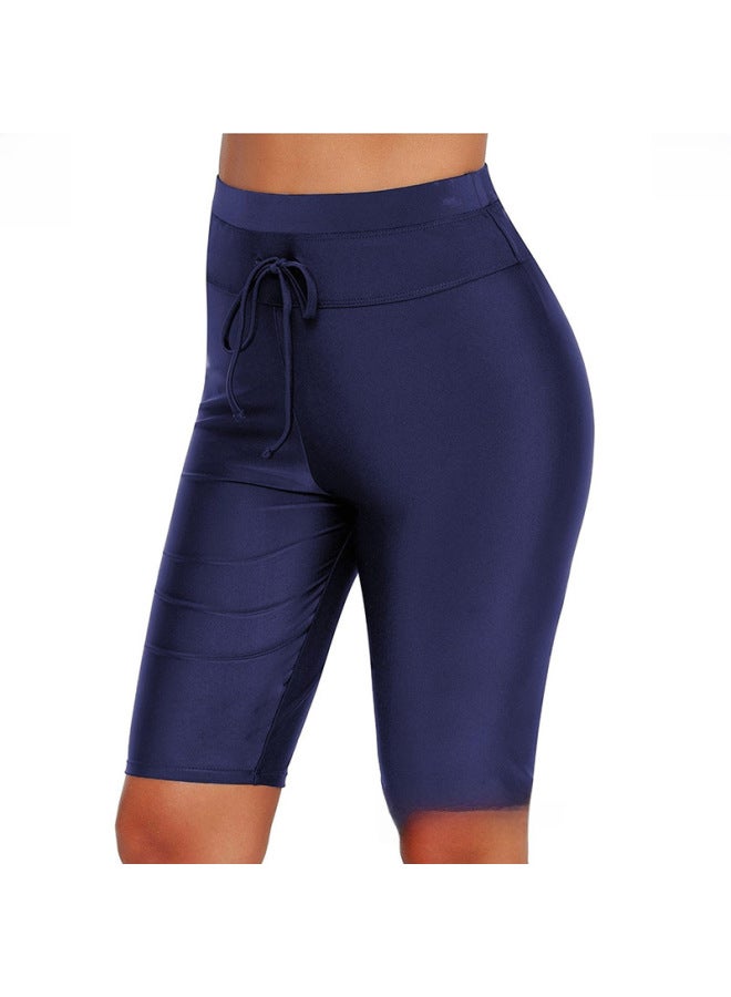 Loquat 2022 Fashion Conservative Women's Mid-leg Swimming Trunks Bikini Swimsuit All-match Swimming Trunks-Color:Zhang Blue- - Image 3