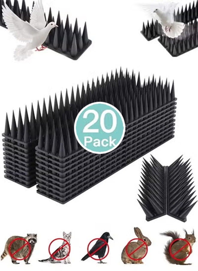 عربست مسامير الطيور ، 20 حزمة من مسامير الطيور للطيور والحمام والسناجب والقطط والأظافر الدفاعية للطيور في الهواء الطلق ، وإبعاد الطيور ، ومسامير السياج البلاستيكية للدرابزين والأسقف (أسود) - Image 1