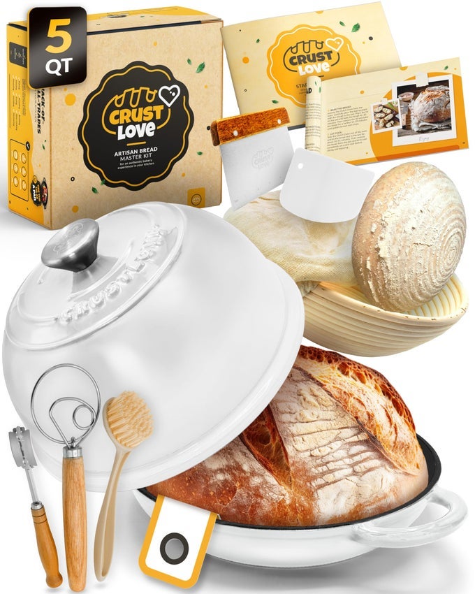 DUTCH OVEN BREAD BAKING 5QT ENAMEL BREADDOME INCL SOURDOUGH BREADBAKING SUPPLIERS LIKE DOUGH WHISK SCORING LAME ETC BREADOVEN CAST IRON FOR SOUR DOUGH BREADPAN WITH LID BREADMAKING