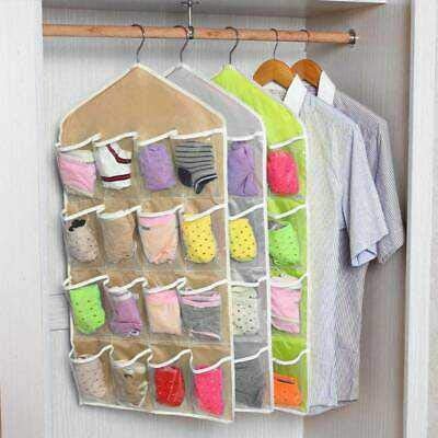 UNIXCRAFT Hanging 16 Pocketsgrids Space Saving Storage Organizer forSocksJewellery dyper AccessoriesInner WearWardrobe Storage - Image 4