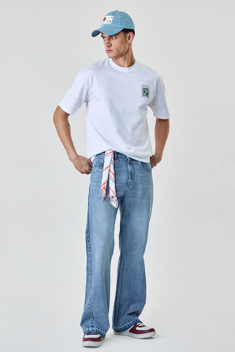 SNITCH Light Blue Solid Regular Fit Casual Jeans