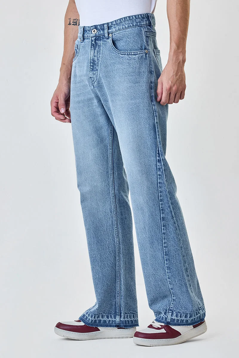 SNITCH Light Blue Light Blue Solid Regular Fit Casual Jeans for Men | Best Price UAE