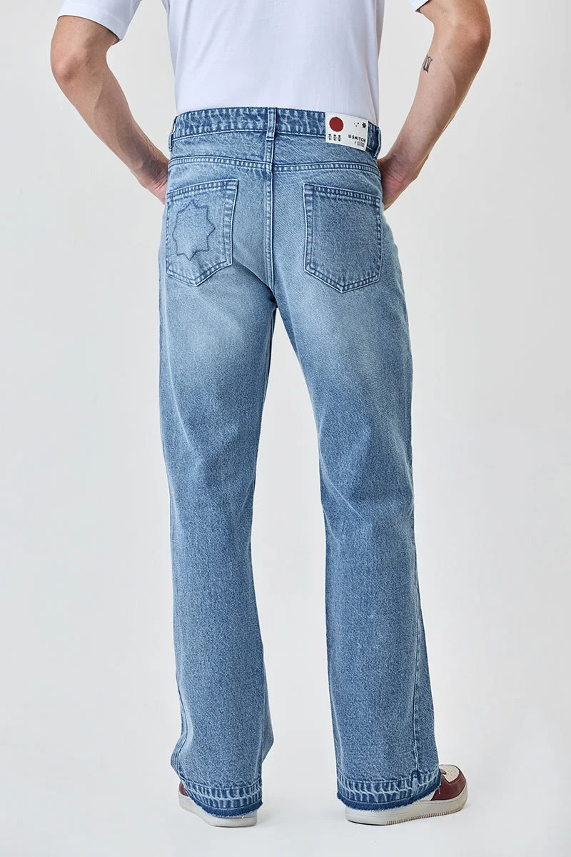 SNITCH Light Blue Light Blue Solid Regular Fit Casual Jeans for Men | Best Price UAE