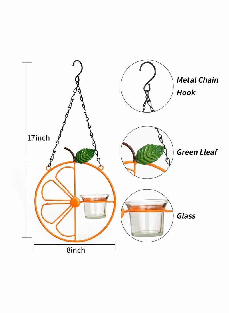 Zikra Oriole Bird Feeder, Hanging Metal Bird Feeder Detached Bowl Design Orange Fruit Feeder Outdoor Garden Metal Hanging Drinking Grape Jelly Container Hummingbird Feeder Great for Garden Outdoor Gift - Image 2