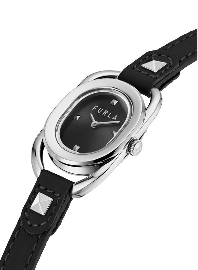 FURLA Studs Index Watch for Women Black Dial  with Black Leather Band - Image 4