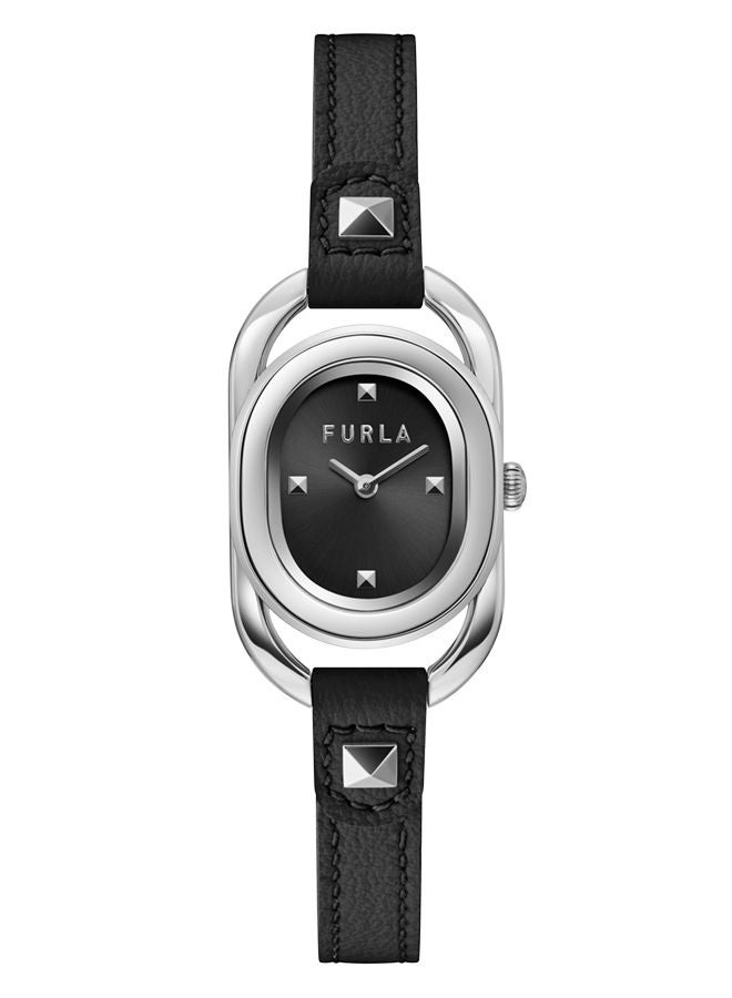 FURLA Studs Index Watch for Women Black Dial  with Black Leather Band - Image 5