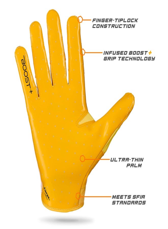 غريب بوست قفازات كرة القدم Grip Boost Solid Stealth 6.0 Boost Plus - مقاسات الكبار (أصفر سادة، متوسط) - Image 3