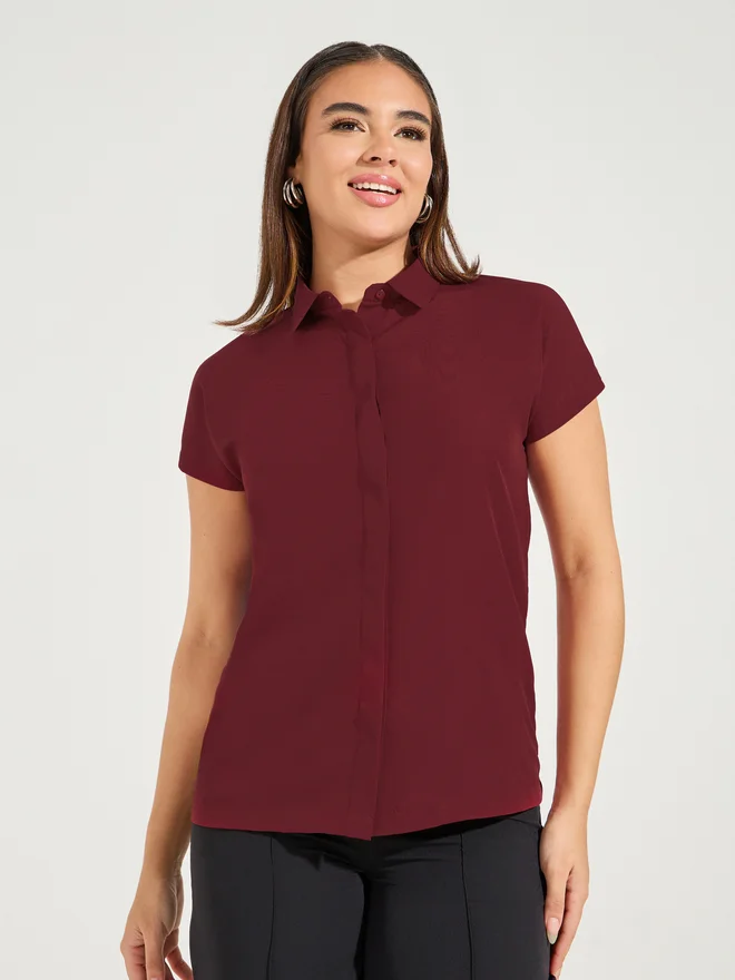 Styli Solid Button Down Collared Shirt