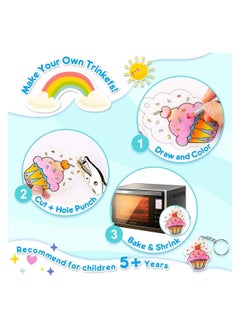 XICEN 148pcs Heat Shrink Plastic Sheet DIY Craft Kit Heat Shrinky Paper Clear Frosted Shrink Films Includes Shrinkable Paper Keychain Earring Accessories for Kids Art and Craft Activity  - Image 3