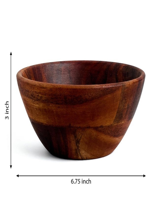 SAAGA Cypress Acacia Wood Bowl Set of 3 | Small Medium & Large Wooden Serving Bowls | 10 14 & 17 cm Food-Safe Bowls for Breakfast Soup Salad Snacks Fruits & Desserts - Image 2
