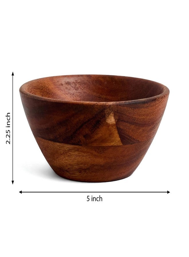 SAAGA Cypress Acacia Wood Bowl Set of 3 | Small Medium & Large Wooden Serving Bowls | 10 14 & 17 cm Food-Safe Bowls for Breakfast Soup Salad Snacks Fruits & Desserts - Image 4