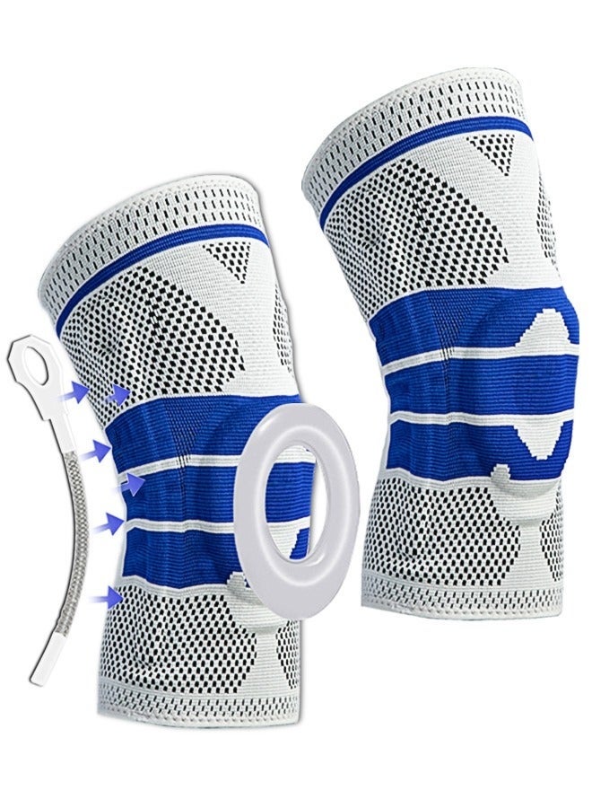 Silicone Shock-Absorbing Knee Support-Multi-Purpose Knee Brace-Knee Sleeves-Knee Supporter for Men are Comfortable and Breathable-Knee Pads That Relieve Knee Pressure（Size XL fits leg circumferences o