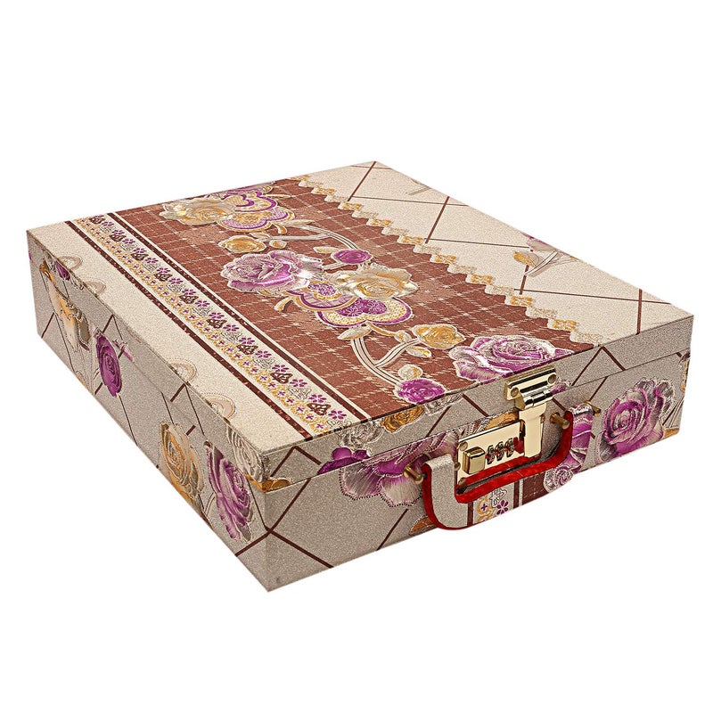 Kuber Industries Kuber Industries Wooden 1 Piece Five Rod Bangle Storage Box with Lock System (Gold) -CTKTC6840  - Image 1