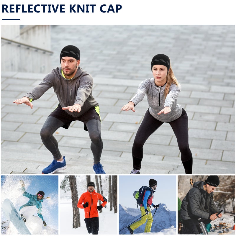 Stylish Reflective Knitting Hat Practical Outdoor Warm Hat Portable Sports - Image 4