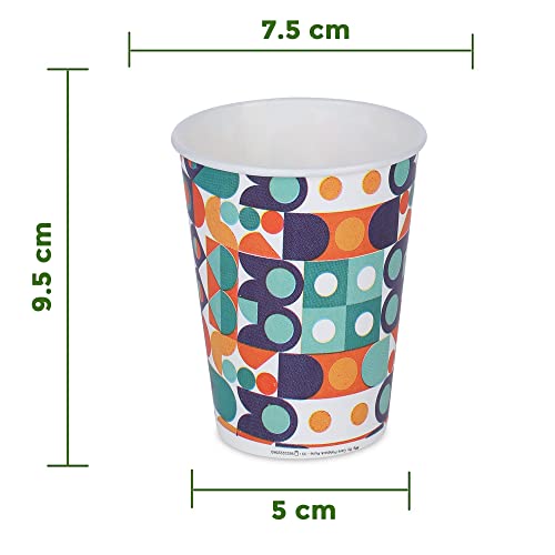 e kysa basics ekysa Basics Paper Disposable Tea/Coffee Cups – 250 ml, Eco-Friendly, Leak-Resistant, for Hot Drinks, Mix Prints Design, Pack of 50 - Image 2