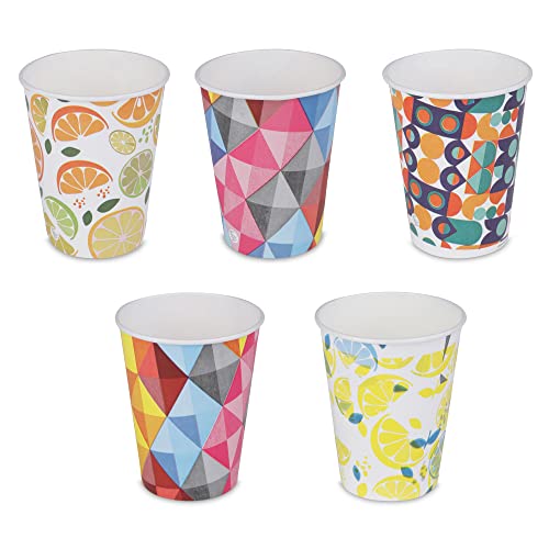 e kysa basics ekysa Basics Paper Disposable Tea/Coffee Cups – 250 ml, Eco-Friendly, Leak-Resistant, for Hot Drinks, Mix Prints Design, Pack of 50 - Image 1