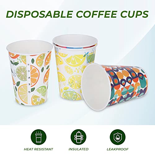 e kysa basics ekysa Basics Paper Disposable Tea/Coffee Cups – 250 ml, Eco-Friendly, Leak-Resistant, for Hot Drinks, Mix Prints Design, Pack of 50 - Image 5