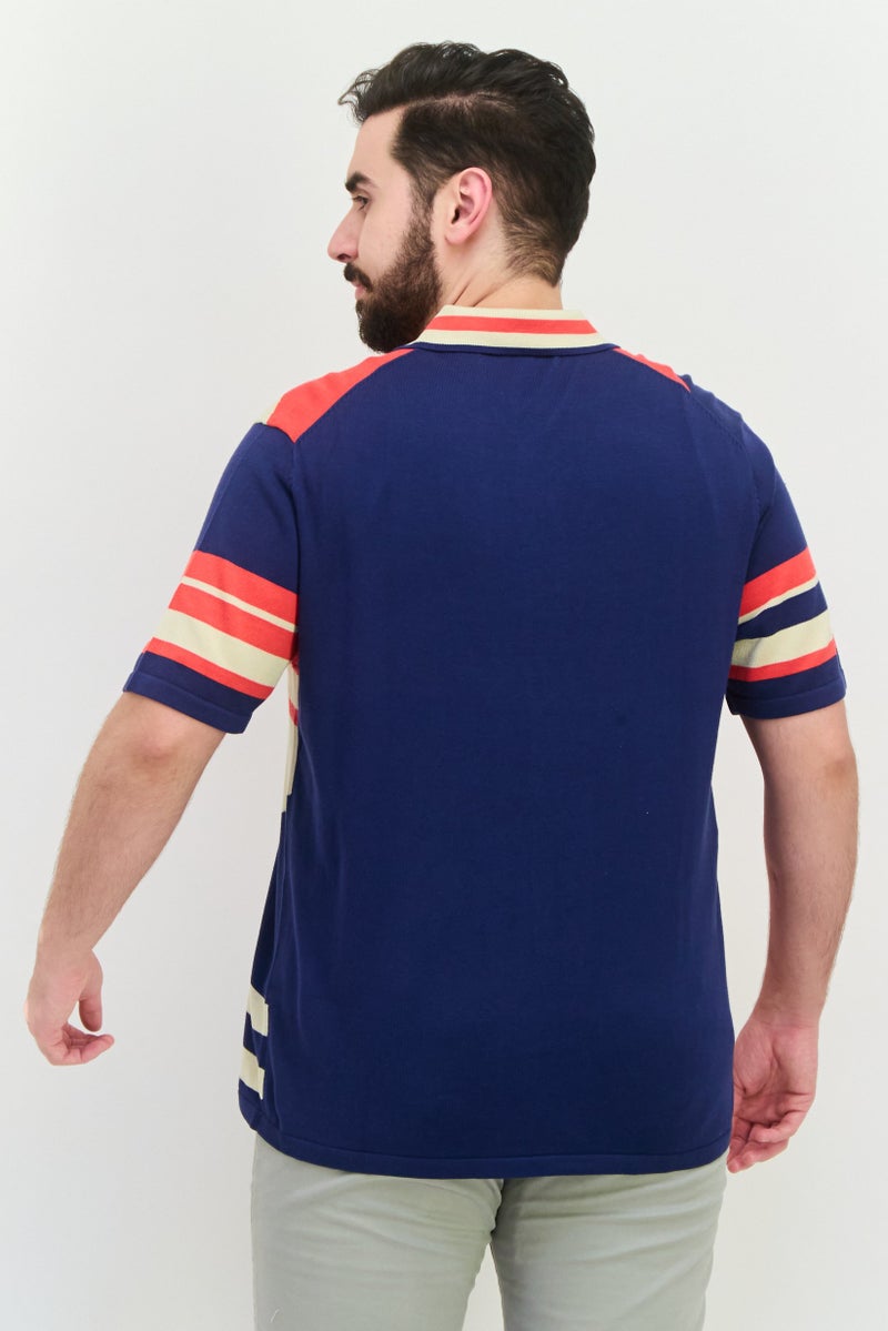 PERRY ELLIS Men Regular Fit Striped Short Sleeves Polo, Multicolor - Image 3