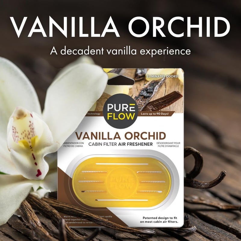 Pureflow Cabin Filter Air Freshener with Odor Eliminator – Fits on Most Car, Truck, and SUV Cabin Air Filters - Vanilla Orchid - Image 2