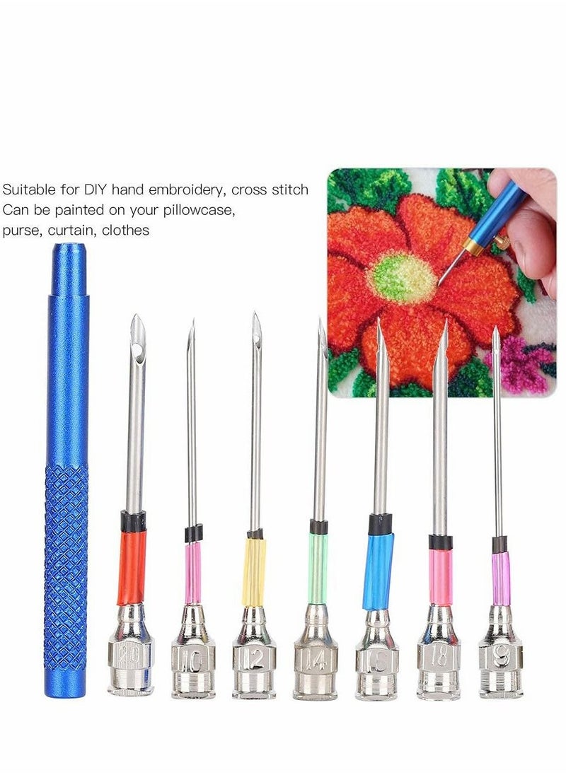 SYOSI Punch Needle Embroidery Kits Adjustable Rug Yarn Punch Needle, Wooden Handle Embroidery Pen,Embroidery Hoops,scissors, Needle Threader, Punch Needle Cloth for DIY Starter Kit  - Image 3