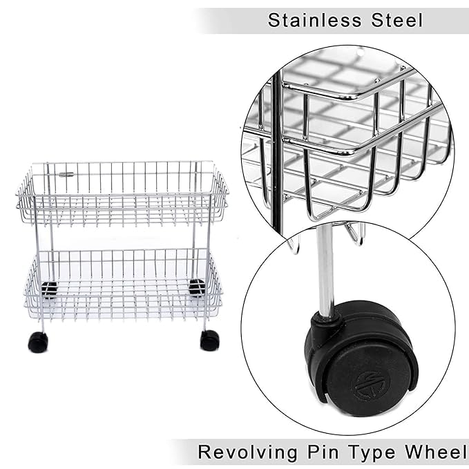 IDITRI EXPORT Stainless Steel Modern Kitchen Storage Rack Folding Perforated Design Trolley Spice Fruits and Vegetable Onion Potato Organizer Stand Trolley with Wheel Kitchen Trolley 4 Layer - Image 5