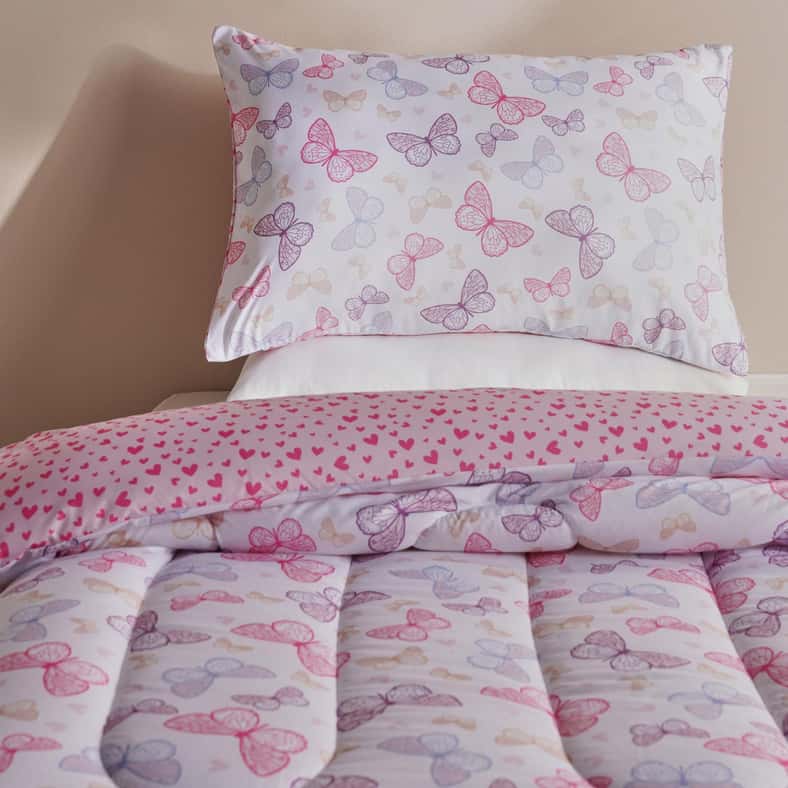 Pan Home طقم لحاف فردي من أريا بتصميم فراشة مكون من قطعتين 160x220 سم - وردي - Image 2