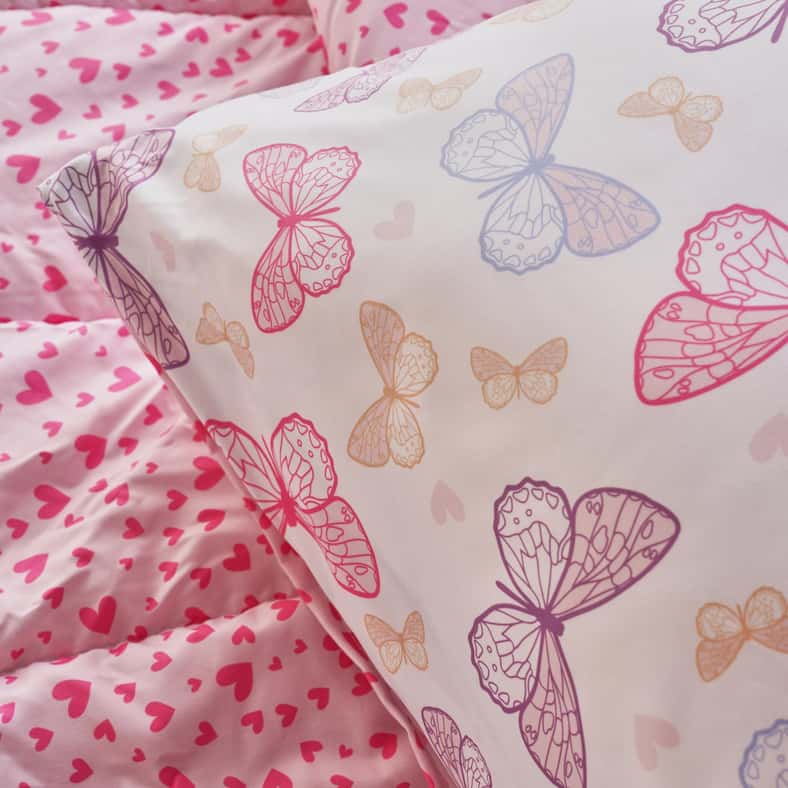 Pan Home طقم لحاف فردي من أريا بتصميم فراشة مكون من قطعتين 160x220 سم - وردي - Image 5