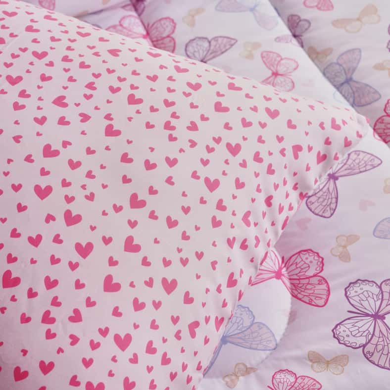 Pan Home طقم لحاف فردي من أريا بتصميم فراشة مكون من قطعتين 160x220 سم - وردي - Image 4