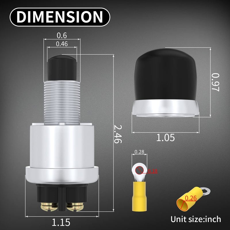 DAIERTEK Push Start Button Switch 12V 50A Heavy Duty Momentary Push Button Switch Waterproof Weatherproof Engine Starter Marine Horn Button 12 Volt for Auto Motor -3pcs (Pack of 2) - Image 2