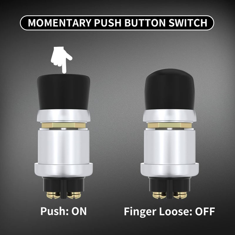 DAIERTEK Push Start Button Switch 12V 50A Heavy Duty Momentary Push Button Switch Waterproof Weatherproof Engine Starter Marine Horn Button 12 Volt for Auto Motor -3pcs (Pack of 2) - Image 3