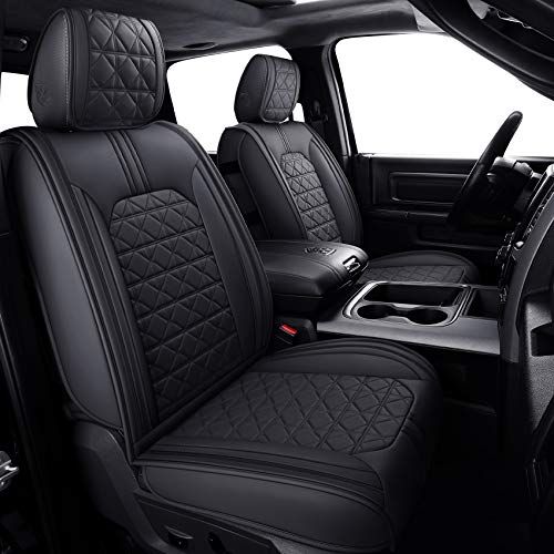 YIERTAI Dodge RAM Seat Covers Fit for 20092025 1500HD 20102025 25003500HD Truck Full Set Crew Double Cab Quad Cab Waterproof Faux Leather Seat Covers5 PCS Full SetBlack