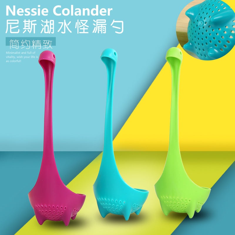Creative Simple Nice Lake Water Monster Spoon Long Handle Vertical High Color Value Small Spoon High Temperature Resistant Plastic Spoon - Image 4
