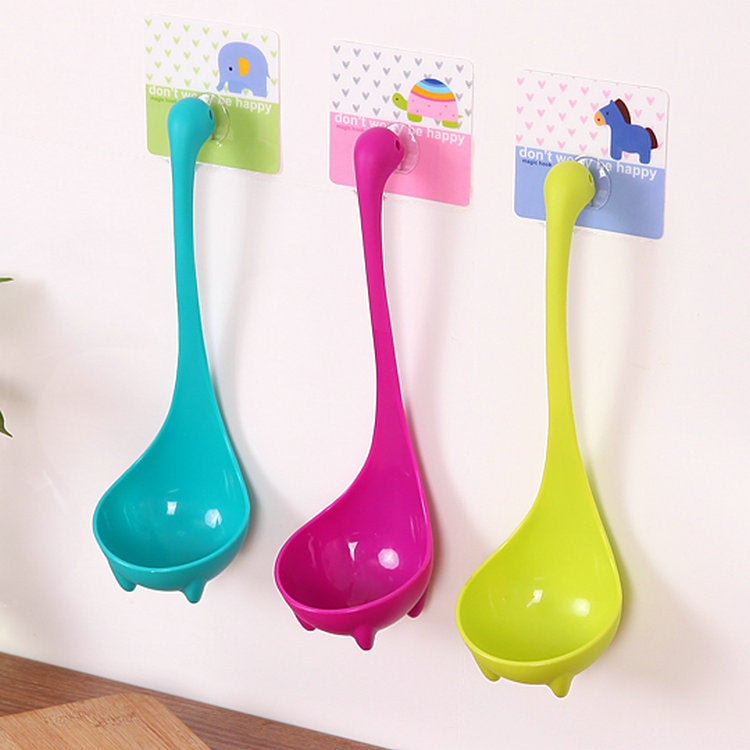 Creative Simple Nice Lake Water Monster Spoon Long Handle Vertical High Color Value Small Spoon High Temperature Resistant Plastic Spoon - Image 2