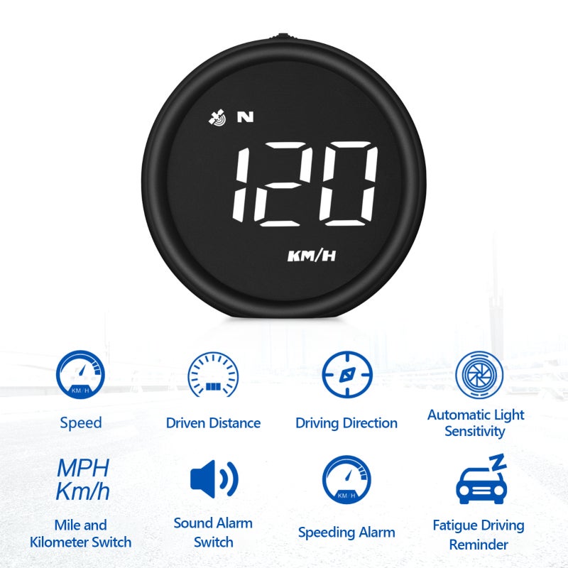 مقياس سرعة GPS للسيارة بمنفذ USB، معدل تحديث 10 هرتز، شريحة مزدوجة الوضع GPS + بيدو - نظام تنبيه صوتي، عرض اتجاه القيادة، مناسب لجميع المركبات بواجهة USB بجهد 5 فولت - Image 3
