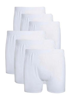 Al Aseel Men's White Cotton Underwear Half Shorts Set Of 6 Pieces 
