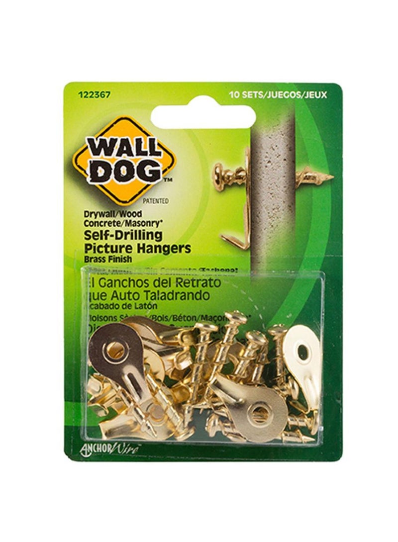 ACE Wall Dog Brass Hook Pack Of 10