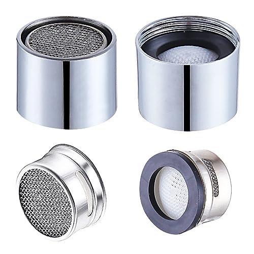 ESPETIO Faucet Aerator Female Thread Chrome Solid Brass Kitchen Faucet Aerators and Bathroom Sink Filter, 55/64in Aerator For Sink Faucet with Gasket for Kitchen and Bathroom(4Pcs) - Image 1