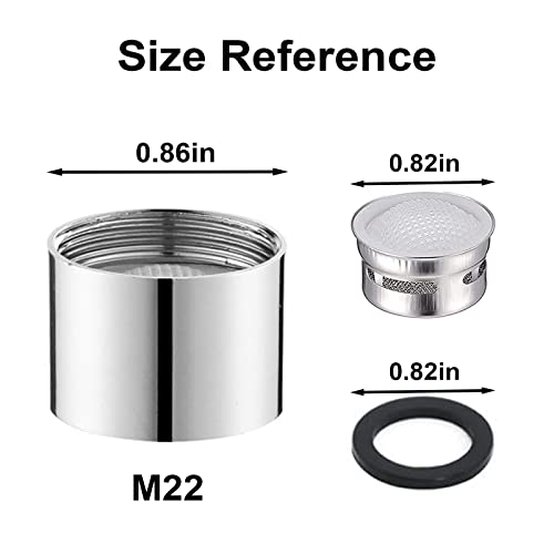 ESPETIO Faucet Aerator Female Thread Chrome Solid Brass Kitchen Faucet Aerators and Bathroom Sink Filter, 55/64in Aerator For Sink Faucet with Gasket for Kitchen and Bathroom(4Pcs) - Image 2