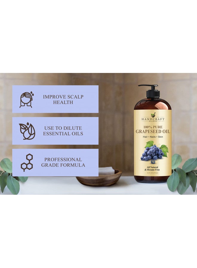 handcraft Blends Handcraft Grapeseed Oil - 100% Pure and Natural - Premium Therapeutic Grade Carrier Oil for Aromatherapy, Massage, Moisturizing Skin and Hair - Huge 16 fl. Oz  - Image 4